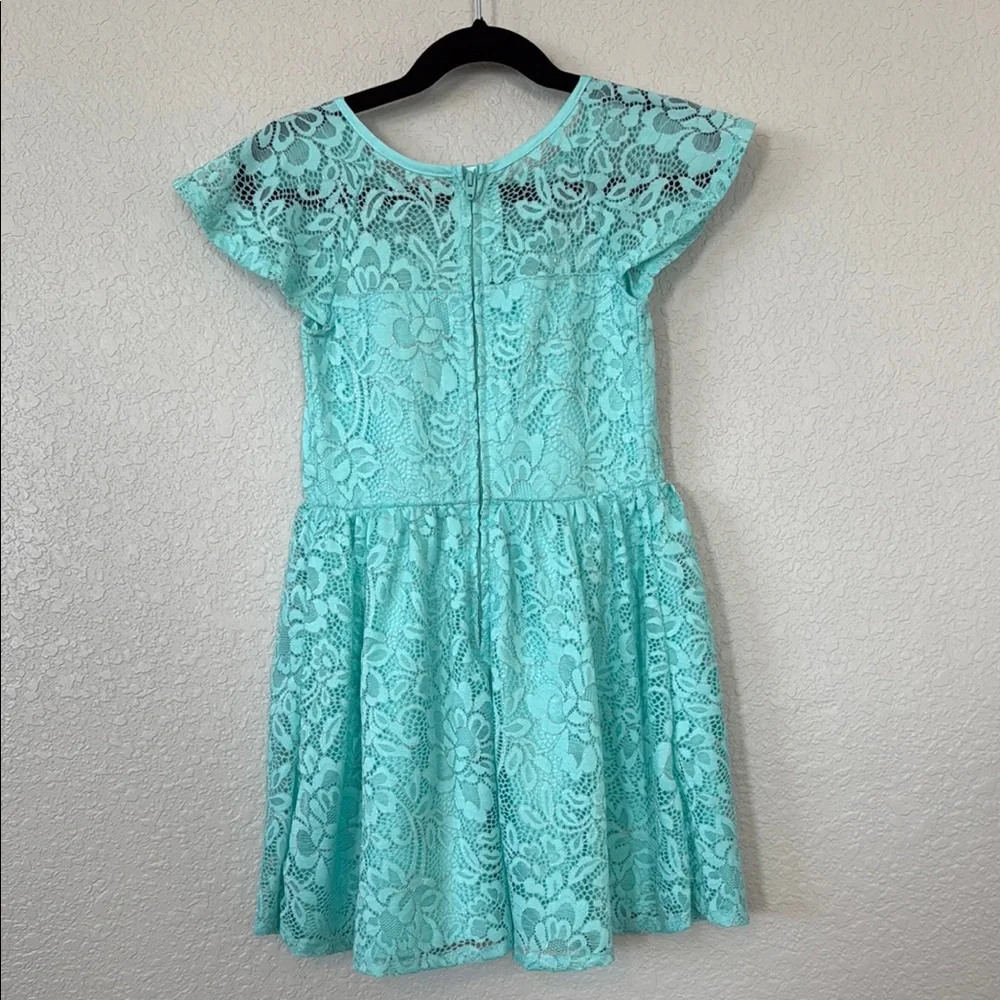 The Children's Place turquoise Fit and Flare Dress with Flutter Cap Sleeves